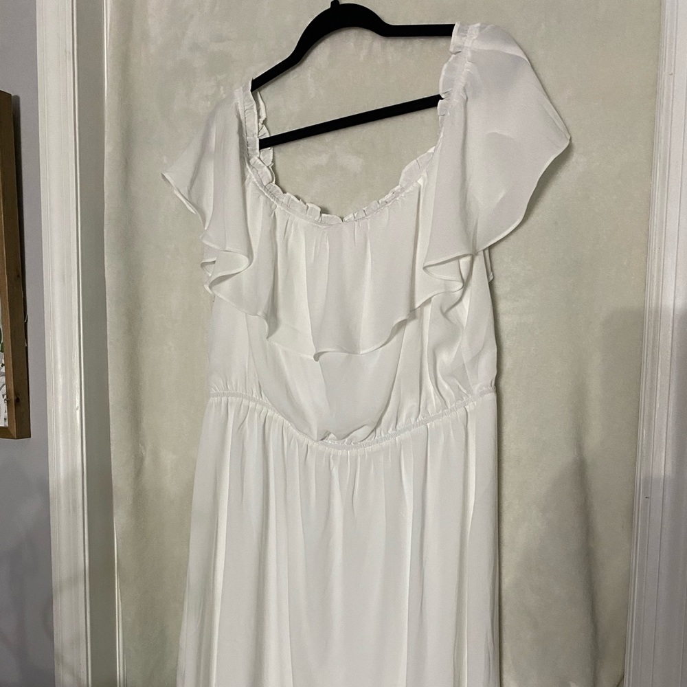 Express off shoulder white dress